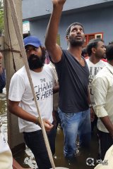 Celebs at Chennai Flood Relief Activities